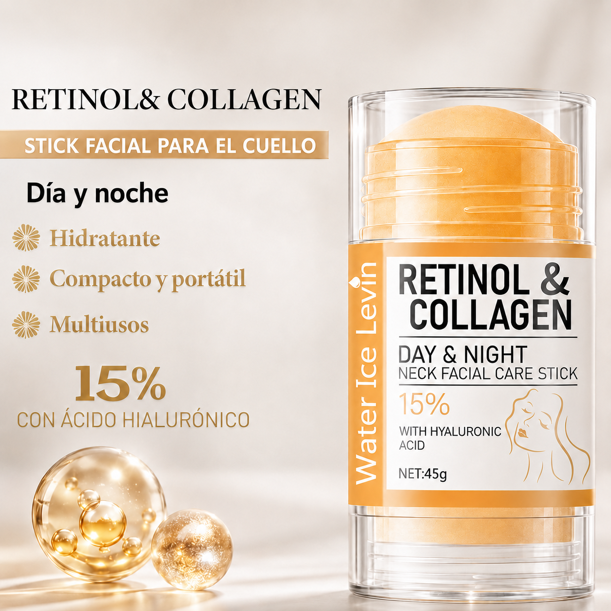 Stick Antiarrugas Retinol y Colágeno para Cuello y Rostro - LamloraStick