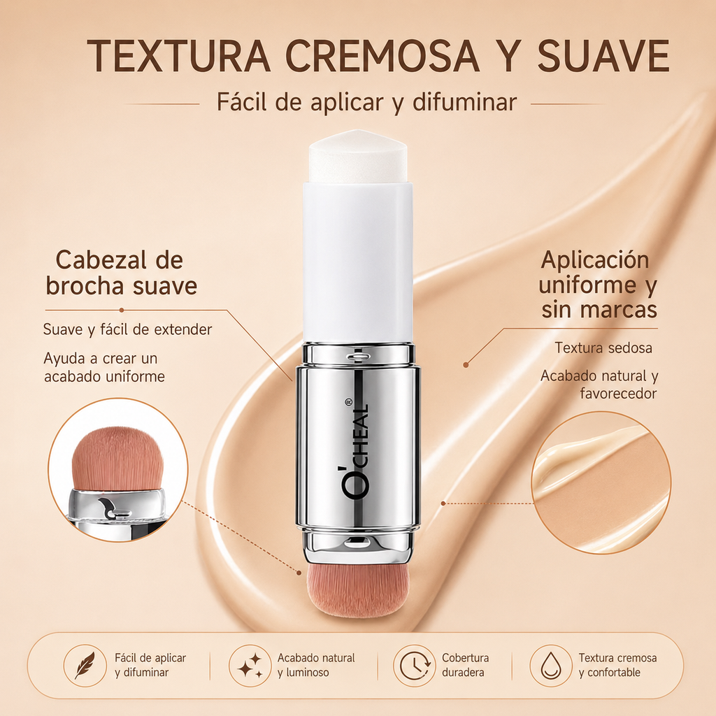 Base de Maquillaje en Stick 2 en 1 Adaptable al Tono de Piel