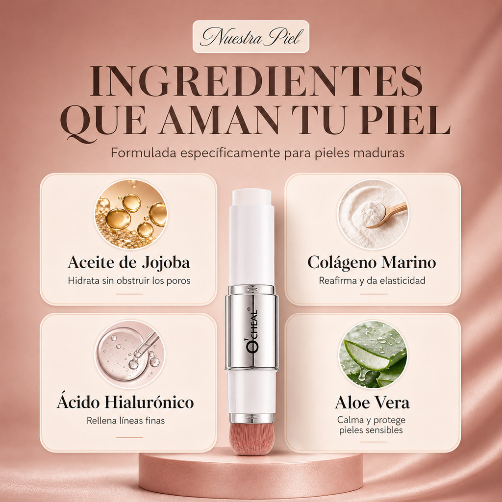 Base de Maquillaje en Stick 2 en 1 Adaptable al Tono de Piel