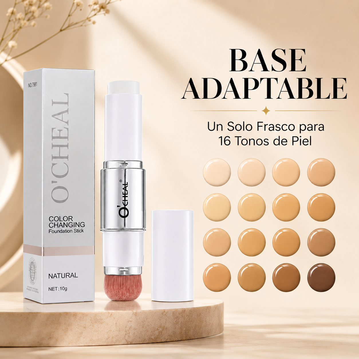 Base de Maquillaje en Stick 2 en 1 Adaptable al Tono de Piel